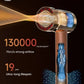 A cutaway graphic illustrating the powerful 130,000 RPM high-speed motor of the Dreame hair dryer, which generates a 70m/s strong airflow for quick, efficient drying and has a 19-year lifespan.