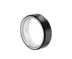 Side profile of the matte-black Dreame Ring showing its sleek 2.5 mm ceramic exterior and subtle sensor slot, isolated on white.