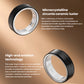 Two angled views of the black Dreame Ring against a warm beige background, highlighting the glossy ceramic outer shell and hypoallergenic inner alloy band engraved with “DREAME 7”.