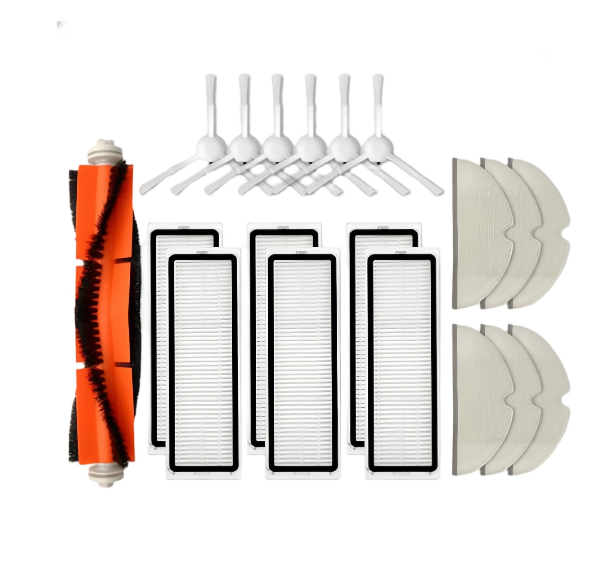 Dreame Robot Vacuum Accessory Kit for D9/F9 – includes main roller brushes, side brushes, HEPA filters, and mop pads.