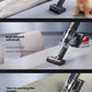 A collage showing the specialized attachments of the Dreame Z20 Station in use. The top panel shows the Electric Mite Removal Brush cleaning a mattress. The middle shows the Dust Removal Soft Brush on a tabletop. The bottom shows the Two-in-one Long Flat Suction tool cleaning sofa crevices.