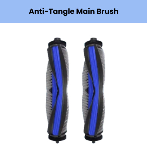 Official 2-pack of ECOVACS anti-tangle main roller brushes engineered for DEEBOT X11 series robot vacuums.  Dual-comb silicone blades and dense bristles prevent hair wrap, maintain strong suction, and extend vacuum life.  Drop-in replacement, easy installation, genuine OEM quality for consistent, high-performance cleaning.

