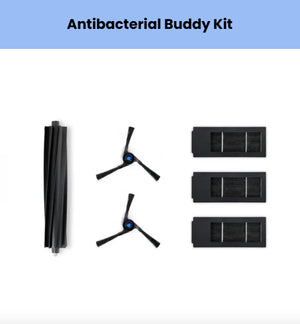 Genuine ECOVACS Antibacterial Buddy Kit: 1 main brush, 2 side brushes, 3 high-efficiency filters for DEEBOT X2 OMNI & X2 COMBO robot vacuums.