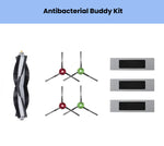 Genuine ECOVACS Antibacterial Buddy Kit: 1 main brush, 4 side brushes (2 red/2 green hubs), 3 high-efficiency filters for DEEBOT N10, N8, NEO, T9 & T8 robot vacuums.
