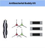 Genuine ECOVACS Antibacterial Buddy Kit: 1 main brush, 4 side brushes (2 red/2 green), 3 high-efficiency filters for N10, N8, NEO, T9 & T8 robot vacuums.