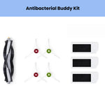 Genuine ECOVACS Antibacterial Buddy Kit: 1 main brush, 4 white side brushes (2 red/2 green hubs), 3 high-efficiency filters for X1 OMNI, X1 TURBO, X1 PLUS & T10 PLUS robot vacuums.