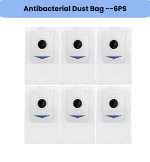 Official 6-pack of ECOVACS antibacterial dust bags designed for DEEBOT X5 OMNI and X5 PRO OMNI robot vacuums.  Multi-layer, auto-seal construction traps 99.9 % of fine dust, allergens and bacteria while locking in odors.  Easy slide-in installation, leak-proof disposal—genuine OEM quality for perfect fit and hygienic, maintenance-free operation.