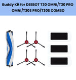 Genuine ECOVACS Buddy Kit: 1 main brush, 4 red side brushes, 3 high-efficiency filters for DEEBOT T30 OMNI, T30 PRO OMNI, T30S PRO & T30S COMBO.