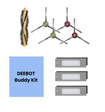 Genuine ECOVACS Buddy Kit: 1 main brush, 4 side brushes (2 green/2 red), 3 high-efficiency filters for N10, T9, N8, NEO, T8, 920, 950 & N7 robot vacuums.