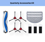Official ECOVACS quarterly kit for DEEBOT N20, N20 PRO, N20 PLUS & N20 PRO PLUS: 1 anti-tangle main brush, 4 red side brushes, 3 high-efficiency filters & 1 reusable mopping pad.