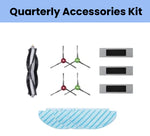 Official ECOVACS quarterly accessory kit for DEEBOT N8, N8+, N8 PRO, T8, T8+, N10, N10 PLUS & NEO: 1 main brush, 4 side brushes (2 red/2 green), 3 filters & 1 reusable mopping pad.