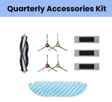 Official ECOVACS quarterly accessory kit for DEEBOT N8, N8+, N8 PRO, T8, T8+, N10, N10 PLUS & NEO: 1 main brush, 4 side brushes (2 red/2 green), 3 filters & 1 reusable mopping pad.