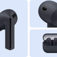 A detailed collage of the graphite Samsung Galaxy Buds3 FE, showing a side profile of the earbud, a close-up of the eartip, and the earbuds in their charging case.
