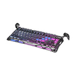 GravaStar Mercury K1 Pro mechanical gaming keyboard featuring vibrant purple and blue RGB backlighting, sleek aluminum chassis, and ergonomic design for high-performance gaming.