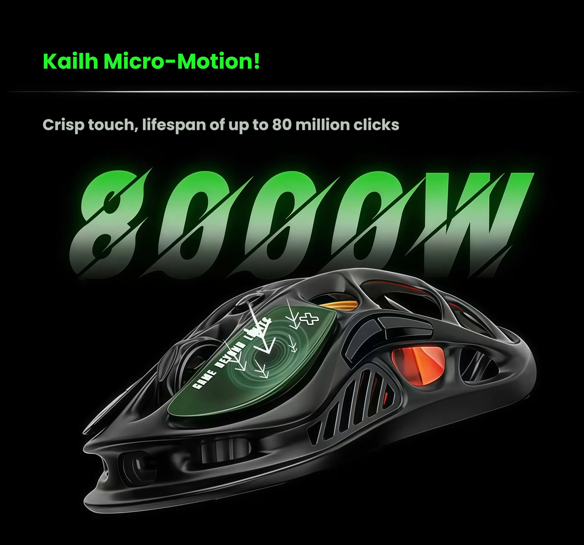 The GravaStar Mercury M2 is equipped with high-performance Kailh Micro-Motion mechanical switches, delivering a crisp tactile feel and an impressive lifespan of up to 80 million clicks. These durable switches ensure consistent responsiveness and reliability over years of heavy use.