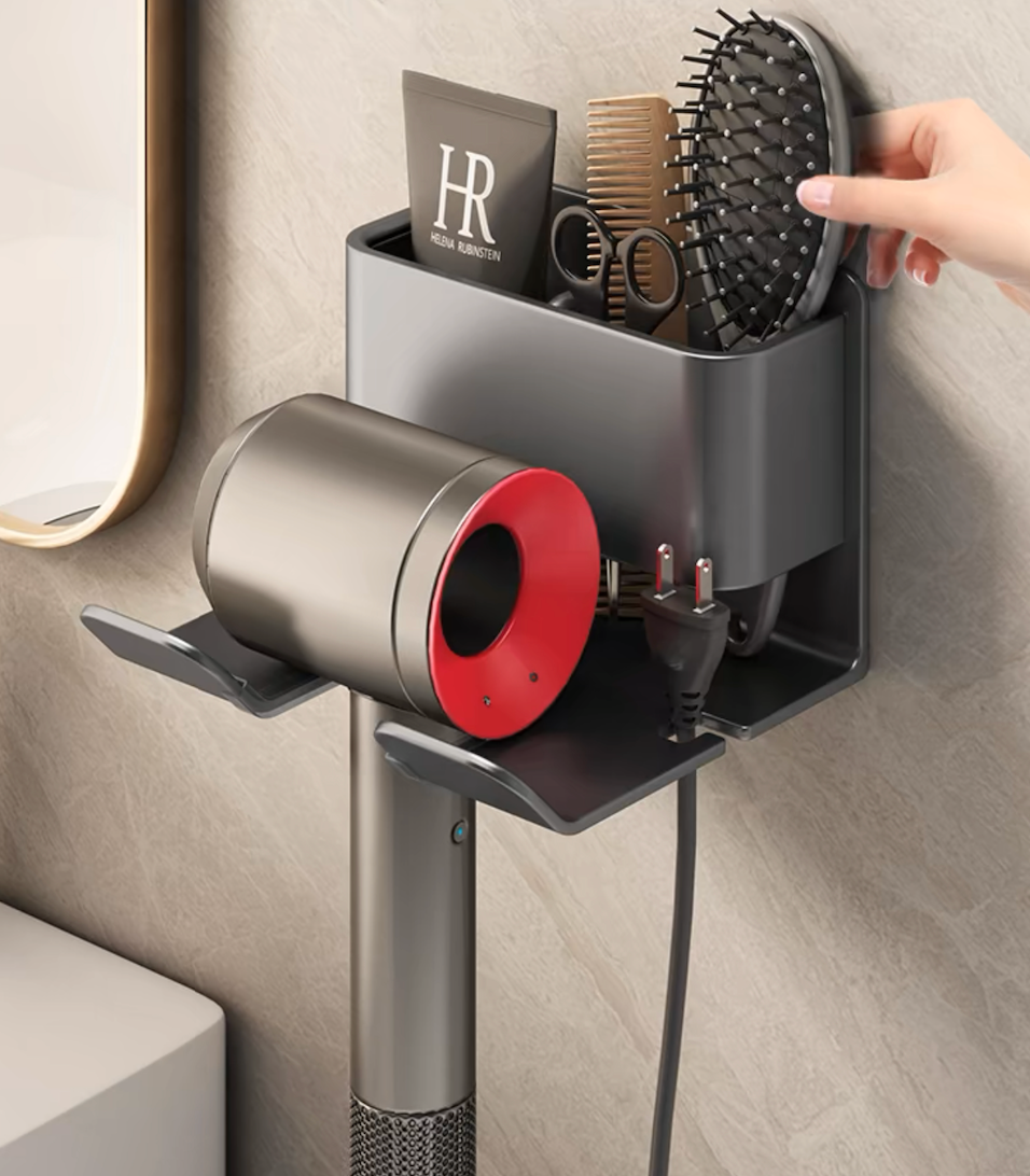 Hair Dryer Storage Rack in bathroom