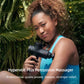 Woman using Hypervolt Plus on bicep outdoors, demonstrating professional-grade muscle relief and portability.