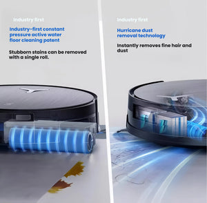 Close-up of the ECOVACS X11 Pro Omni's all-around base station showing the high-temperature active water drum immersion technology for end-to-end antibacterial mop cleaning and ultimate peace of mind.