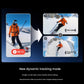 An infographic demonstrating the Insta360 X5's new dynamic tracking mode, showing how 360 footage of a snowboarder can be instantly reframed into a flat video or a panoramic video.