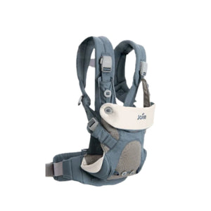 Studio shot of Joie Savvy Air 4-in-1 Baby Carrier in blue color—durable AirMesh fabric, adjustable waist belt, and secure buckles for safe and comfortable babywearing from birth.