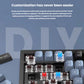 Top-down view of Keychron K10 Pro keyboard with exposed hot-swappable switches (red, brown, blue), showcasing customizable tactile feedback without soldering using the included switch puller.