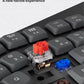 Close-up of Keychron K15 Max’s Gateron Low-Profile 2.0 mechanical switches in red, blue, and brown variants, providing tactile feedback and reduced travel height for comfortable typing.