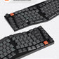 Two views of Keychron K15 Max showcasing dual wireless modes (2.4G and Bluetooth) and wired Type-C connection, offering flexible setup options for desktop and mobile use.