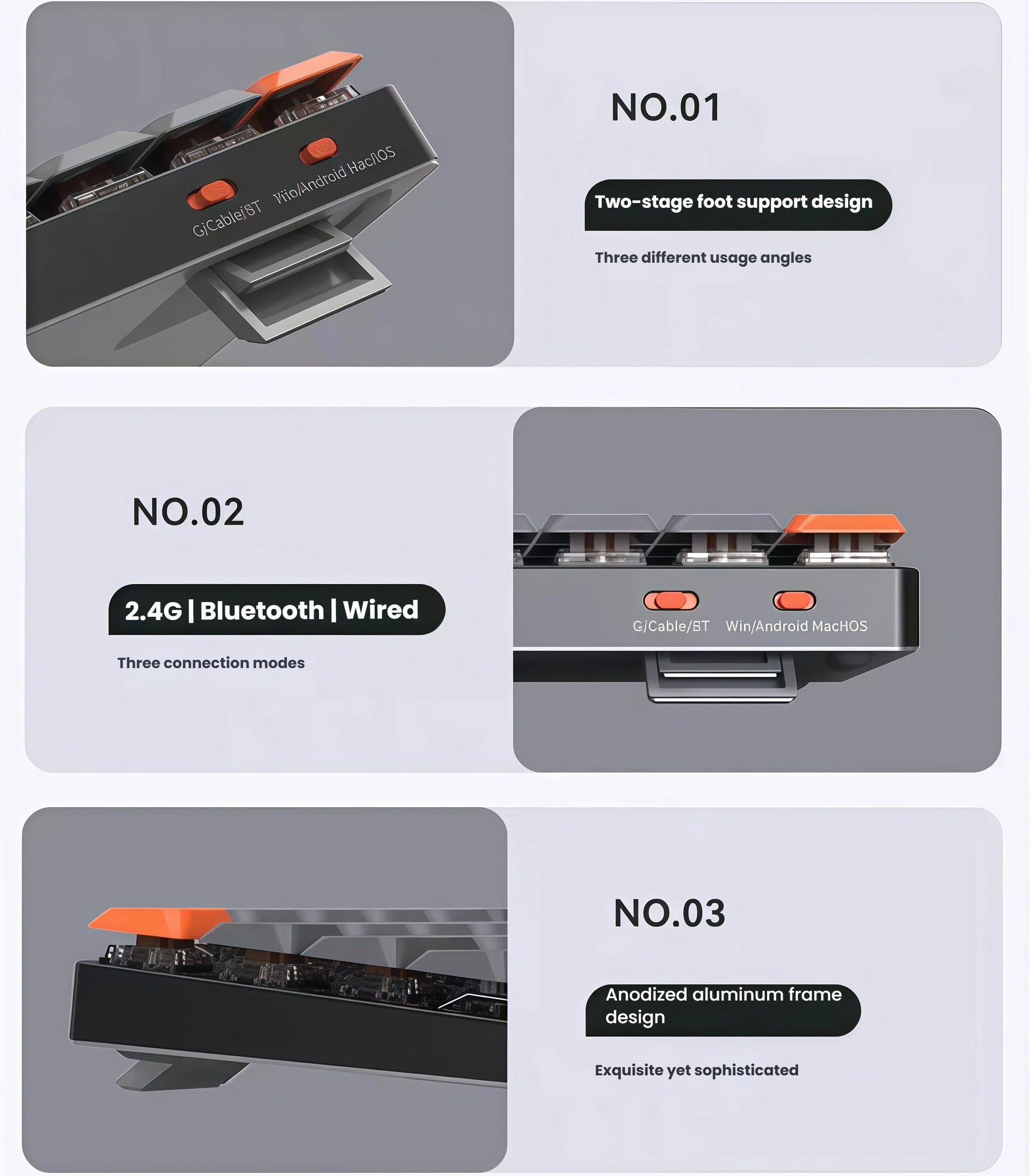 Cross-sectional view of Keychron K17 Max keyboard showing internal sound-dampening layers including Ixpe shaft padding, PET sheet, and latex foam to reduce cavity noise and enhance typing feel.