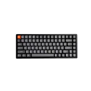 Front-facing view of the Keychron K2 Max 75% mechanical keyboard with dark gray keycaps, orange ESC key, and clean minimalist design ideal for both productivity and gaming.