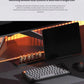 Keychron K2 Max keyboard placed on a modern desk setup with tablet and retro-style Nixie tube clock, highlighting one-click cross-platform compatibility between Mac and Windows systems.