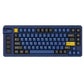 Full top view of the Keychron Lemokey L1 keyboard in deep blue colorway with yellow Esc and Enter keys, showcasing its clean aesthetic and professional-grade mechanical design.