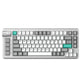 Top-down view of the Keychron Lemokey L1 mechanical keyboard in silver colorway featuring teal Esc and Enter keys, compact tenkeyless layout, and programmable drum roller on the left side.