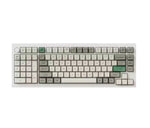 Front view of Keychron Q12 Max full-size mechanical keyboard with white and gray PBT double-shot keycaps, featuring a clean layout, function keys, and ergonomic design for daily use.