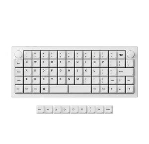 Full top view of the Keychron Q15 Max mechanical keyboard in light gray finish with clean keycap layout and two rotary dials on either side, ideal for minimalist and professional setups.