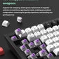 Top-down view of Keychron Q1 HE keyboard showing hot-swappable magnetic switches with purple stems, allowing users to customize tactile feedback without soldering.