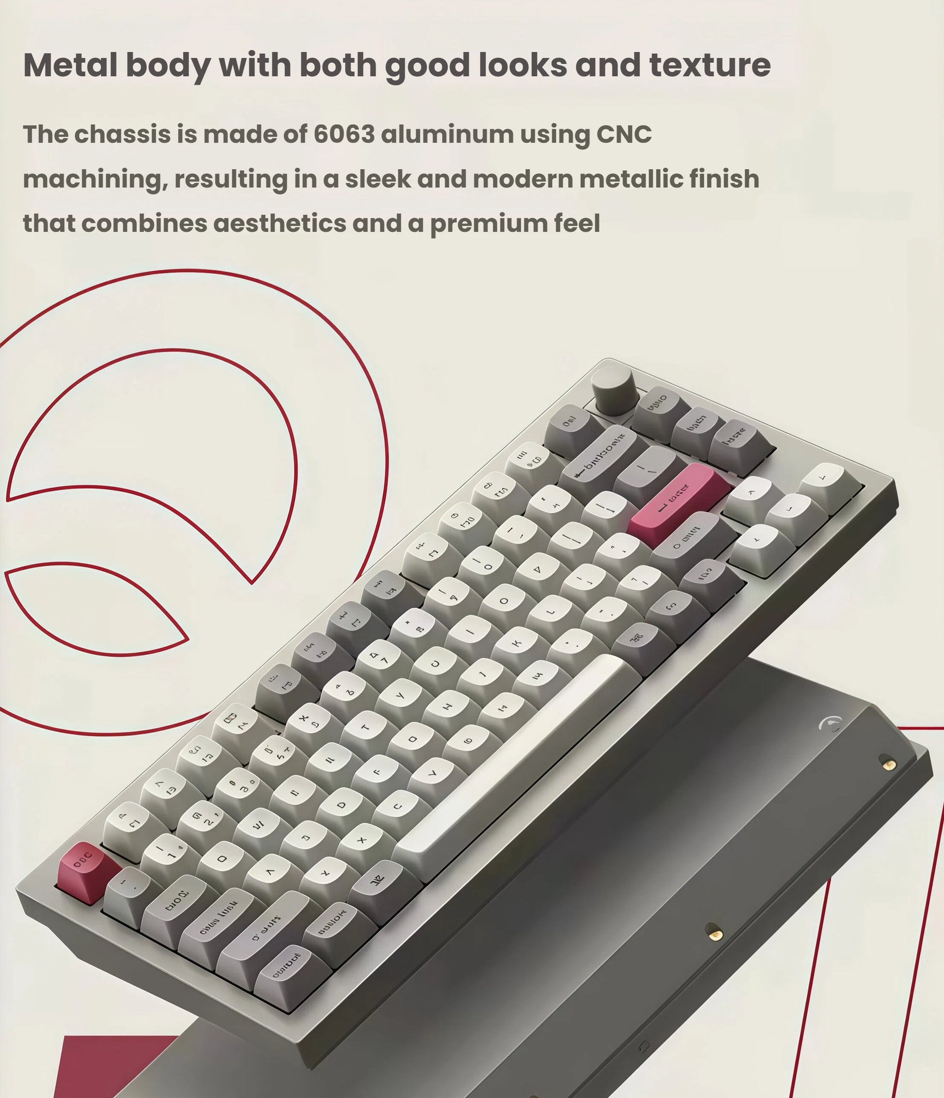 Side view of Keychron Q1 Max mechanical keyboard featuring a CNC-machined 6063 aluminum body with premium metallic finish, showcasing durability, sleek design, and high-end build quality.