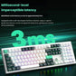 Close-up of Keychron Q6 HE keyboard with "3ms" latency text overlay, emphasizing its self-developed wireless solution delivering e-sports-grade responsiveness and battlefield control.