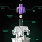 Exploded diagram of Keychron Q6 HE’s magnetic switch mechanism, featuring dual-rail stability, permanent magnet, custom springs, transparent top cover, and frictionless trigger for extended lifespan.