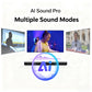 A graphic demonstrating the LG S80TR's AI Sound Pro technology. It shows the soundbar analyzing different content types—a movie, a music concert, and a news broadcast—to automatically adjust and optimize the audio for the best listening experience in any situation