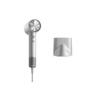 Laifen Swift 4 silver hair dryer with sleek design and concentrator nozzle for precise styling and fast drying.