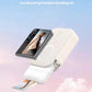 Liene x TELESIN portable photo printer with magnetic carrying case attached to a smartphone. The device prints a 2x3" ZINK photo mid-air against a sky background, showcasing compact design and instant printing capability.