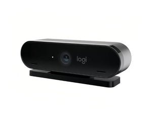Three-quarter view of the Logitech 4K Pro Magnetic Webcam highlighting its sleek aluminum body and integrated magnetic stand.