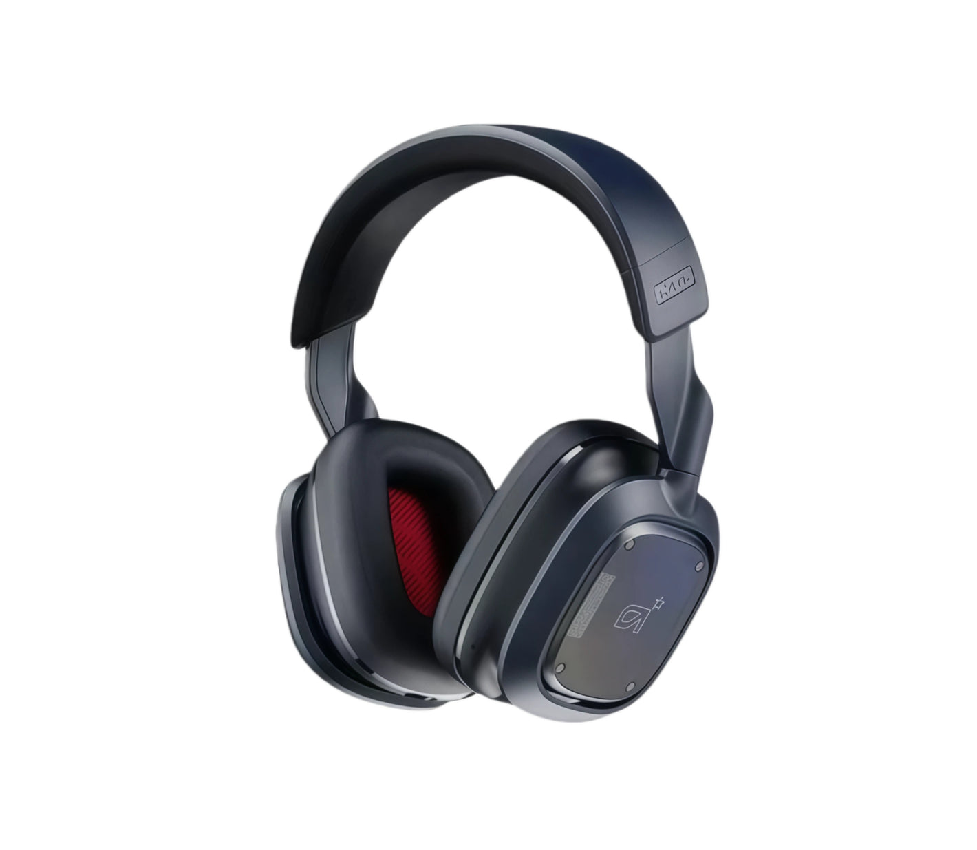 Studio shot of the black ASTRO A30 LIGHTSPEED headset, showcasing its sleek over-ear design, red memory-foam cushions, and detachable boom microphone.