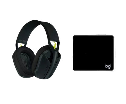 Sleek black G435 headset paired with its LIGHTSPEED USB receiver, offering a minimalist look for any gaming rig.