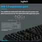  Infographic highlighting the Logitech G512’s integrated USB 2.0 passthrough port, enabling convenient connection of mouse, headset, or flash drive through a dedicated secondary cable.