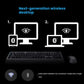 Diagram illustrating the G613’s dual connectivity: LIGHTSPEED 2.4 GHz for PC and Bluetooth for tablet/laptop, allowing instant switching between two devices with a single click.