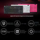 Marketing graphic displaying the PRO X TKL in black, white, and pink, with icons highlighting magnetic shaft switches, quick trigger, 87-key compact design, media keys, and 16.8 M color RGB.