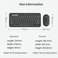 Technical diagram showing the Pebble 2 keyboard (279 × 124 × 16 mm, 415 g) and mouse (106.7 × 58.7 × 26.62 mm, 76 g) for easy travel planning.