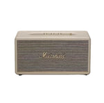  Front view of the Marshall Stanmore III Bluetooth speaker in elegant cream, perfect for modern minimalist interiors.