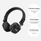 Feature graphic of Marshall Major IV headphones with three key benefits: wireless charging, 15-minute charge for 15 hours of playback, and compact folding design for easy portability.